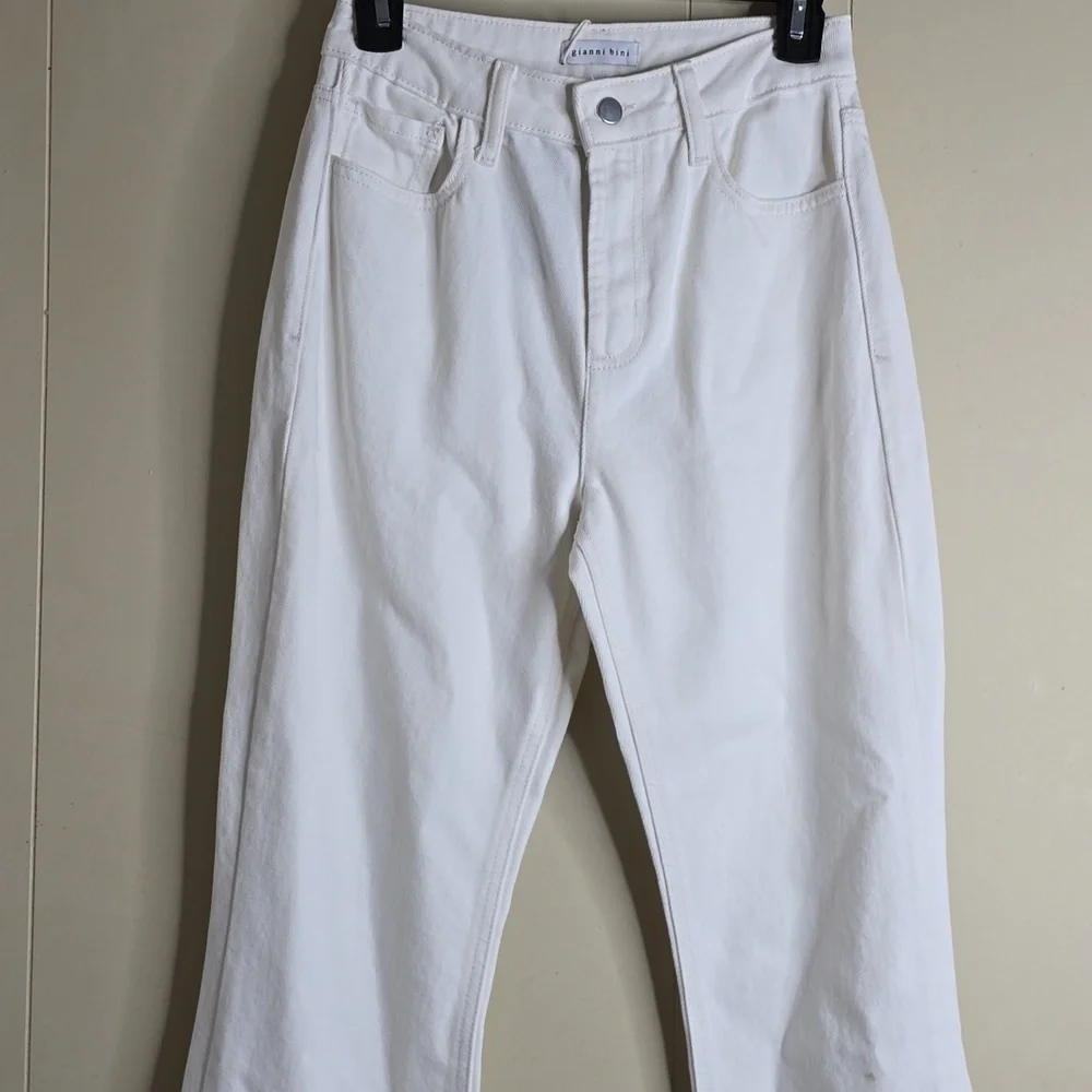 Gianni Bini X Nastia Liukin Anna Denim Straight Leg Feather Detail Jeans 25w - Picture 6 of 12